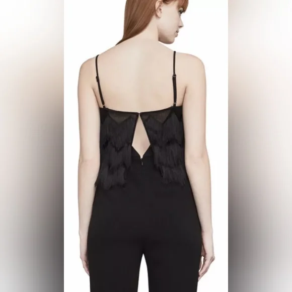 BCBG MazAzria Brianne Eyelash Fringe Jumpsuit Black Size Small - Picture 4 of 16